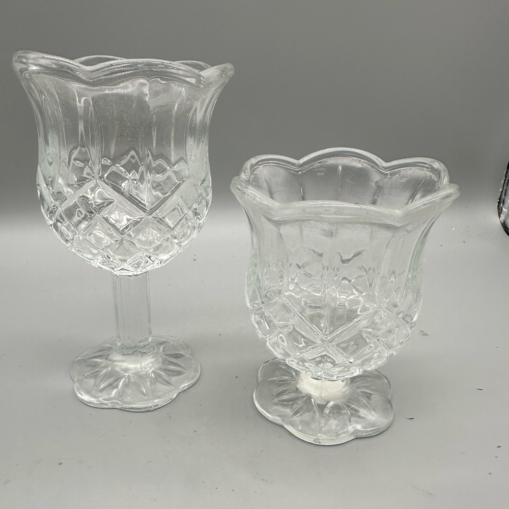Homco vintage diamond pattern glass  voltive tealight candleholders
